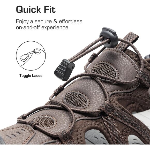 Casual Hiking Sandals Men\'s Brown Athletic Cushioned Closed Toe Fisherman Shoes main image 5